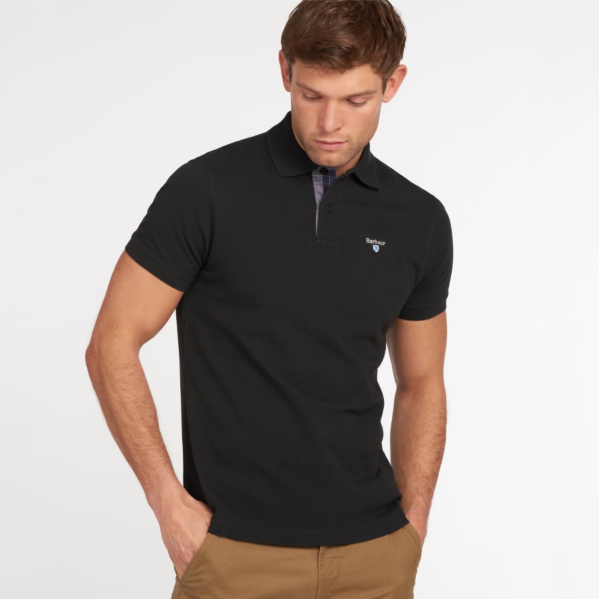 Barbour Tartan Pique Men's Polo Shirt | Black Modern