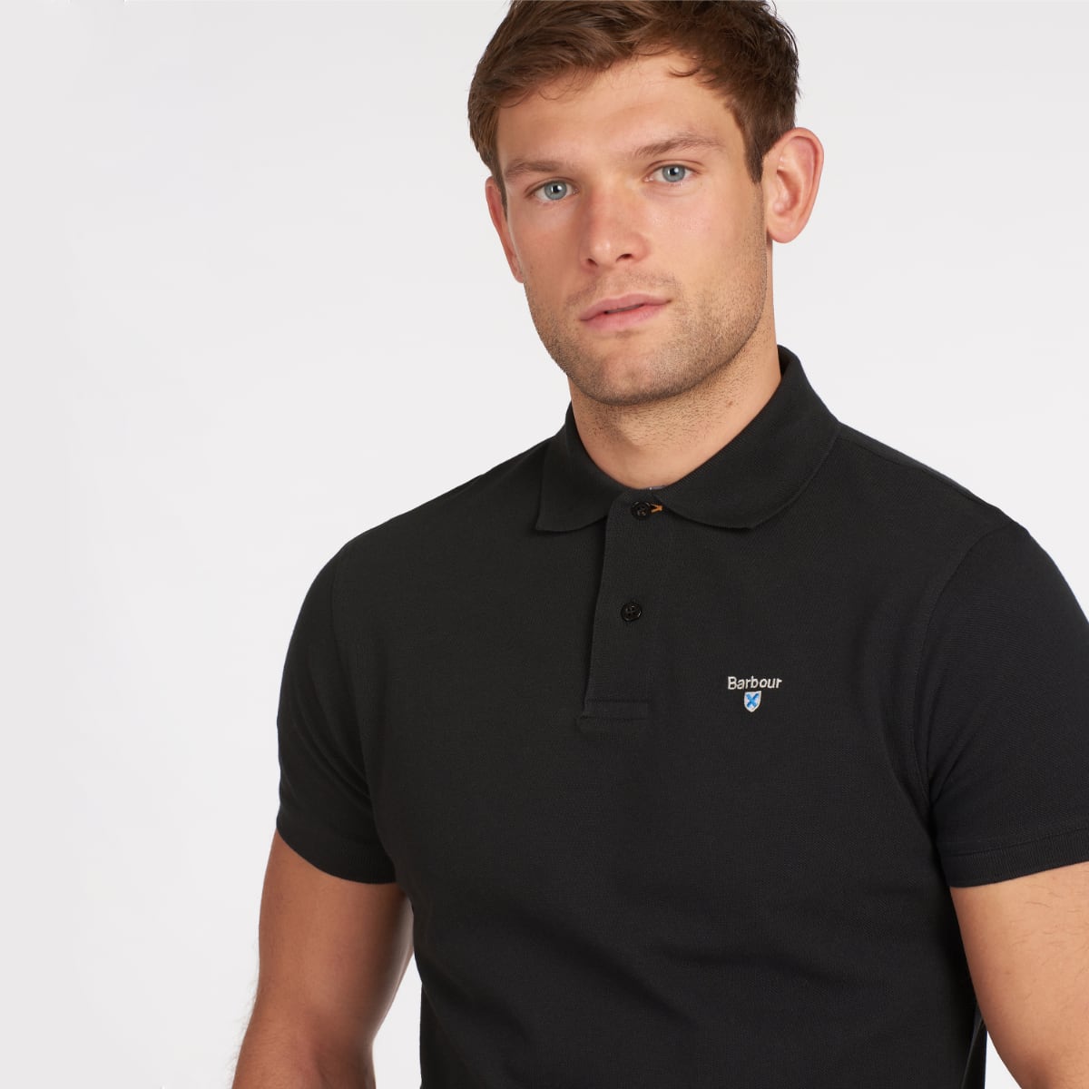 Barbour Tartan Pique Men's Polo Shirt | Black Modern