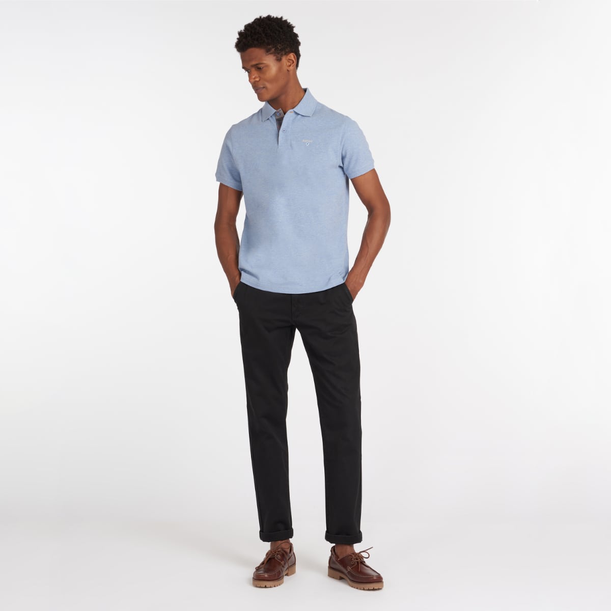 Barbour Tartan Pique Men's Polo Shirt | Sky Marl