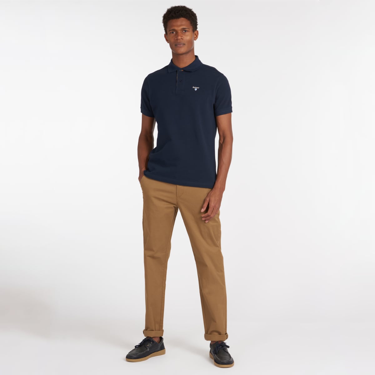 Barbour Tartan Pique Men's Polo Shirt | New Navy