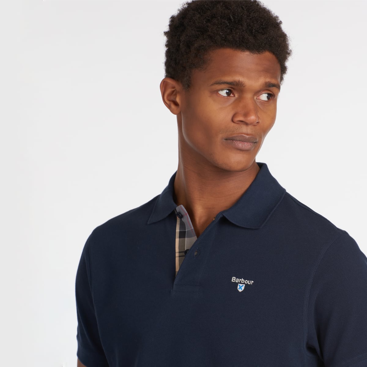 Barbour Tartan Pique Men's Polo Shirt | New Navy