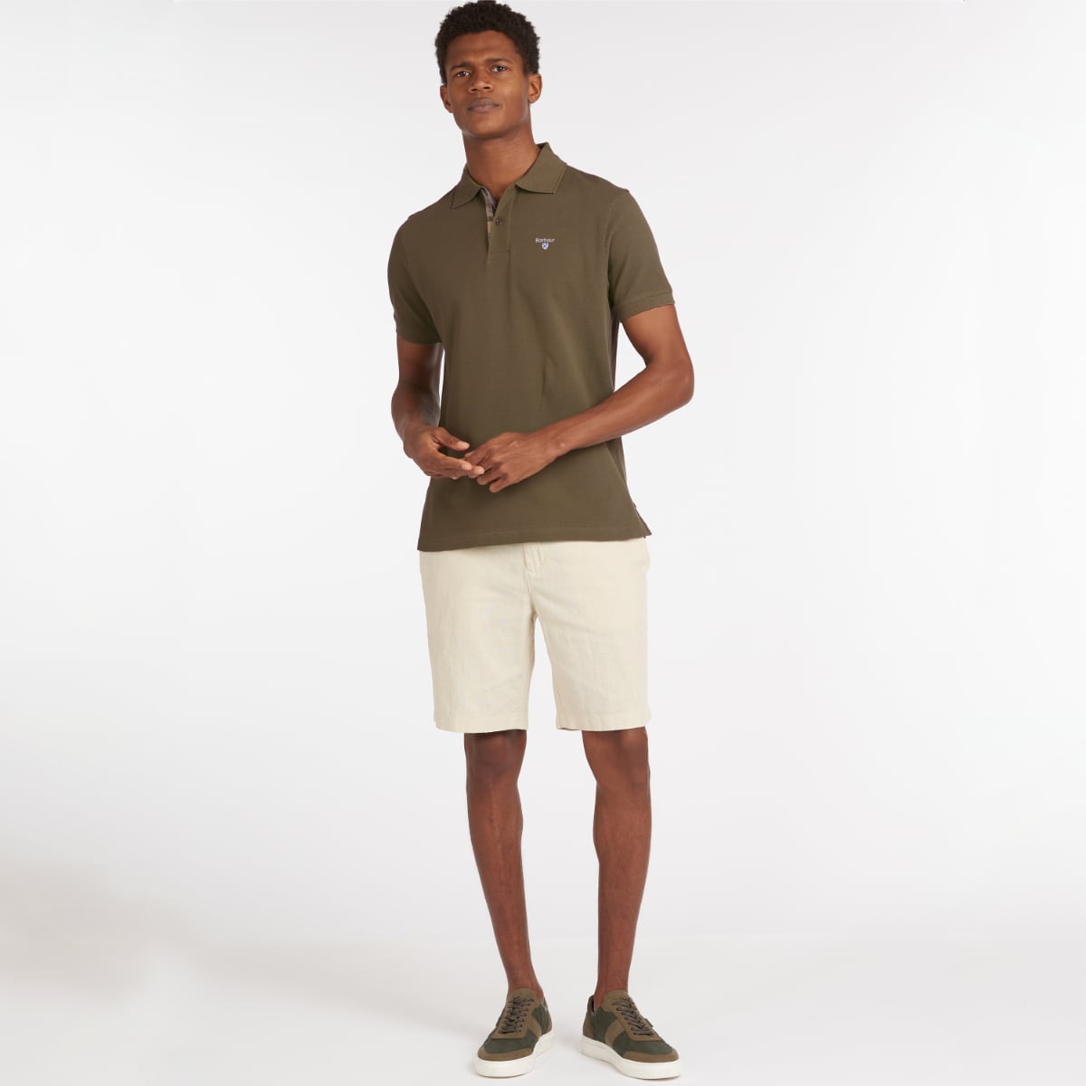 Barbour Tartan Pique Men's Polo Shirt | Dark Olive