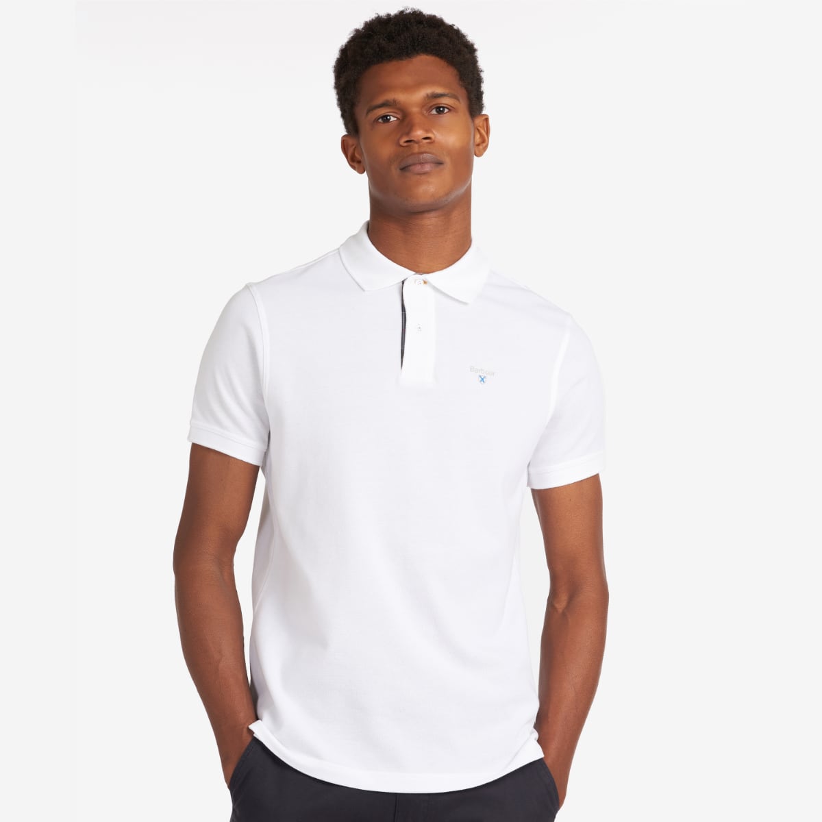 Barbour Tartan Pique Men's Polo Shirt | White Dress