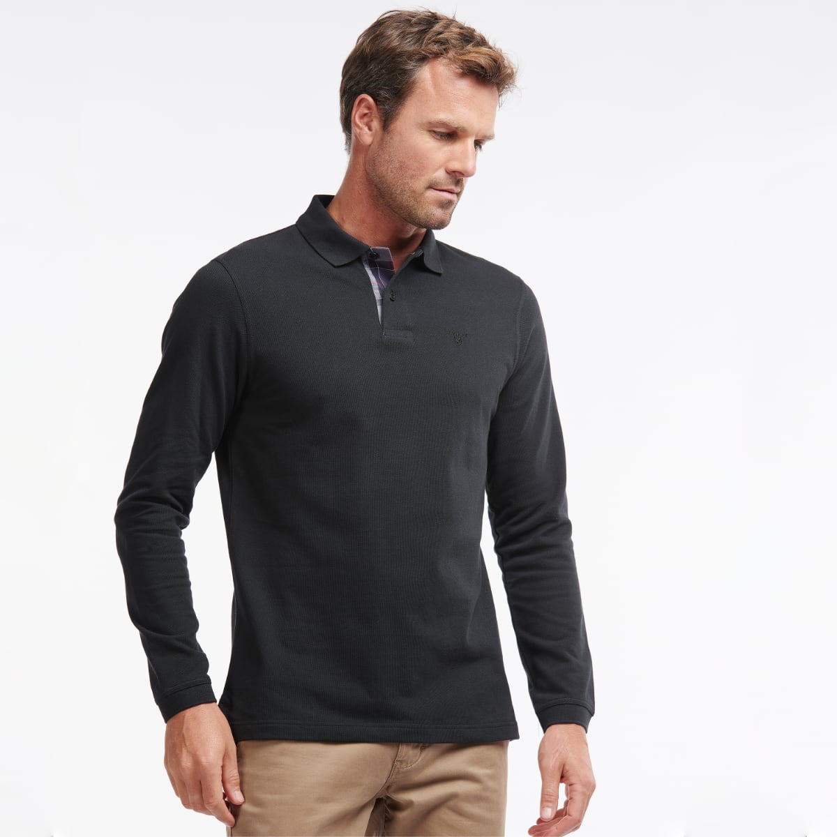 Barbour Long Sleeve Men's Polo | Black