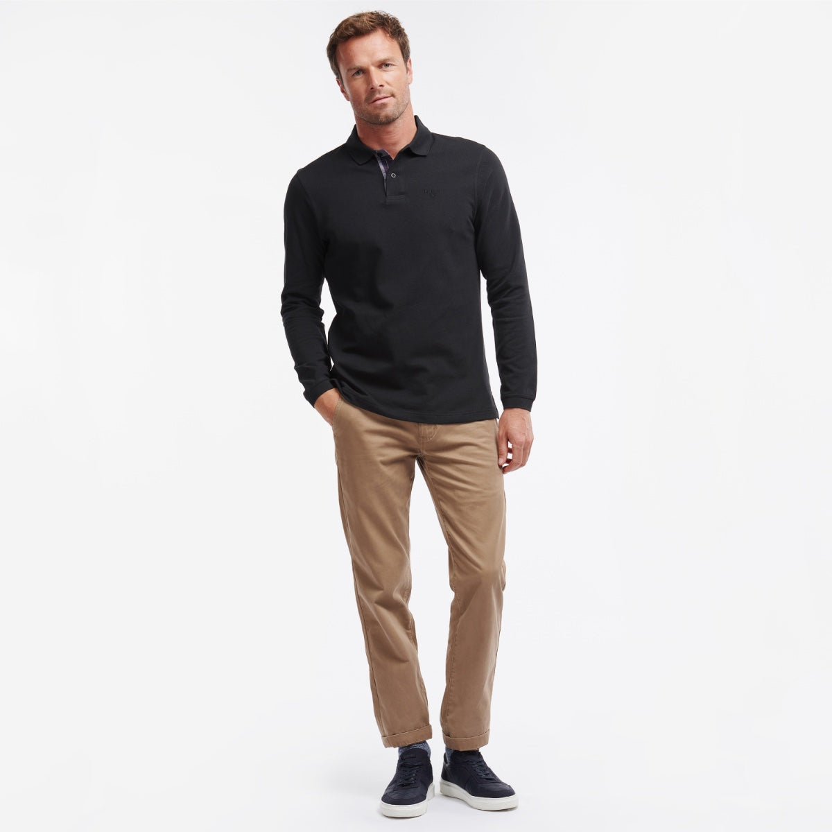 Barbour Long Sleeve Men's Polo | Black