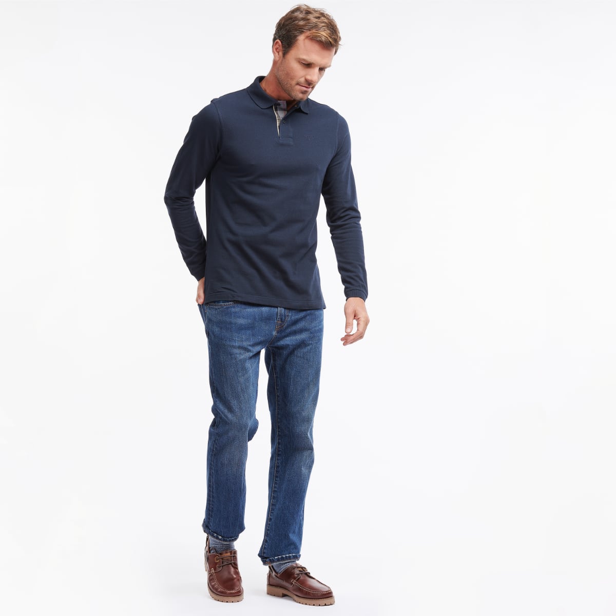 Barbour Long Sleeve Men's Polo | Navy