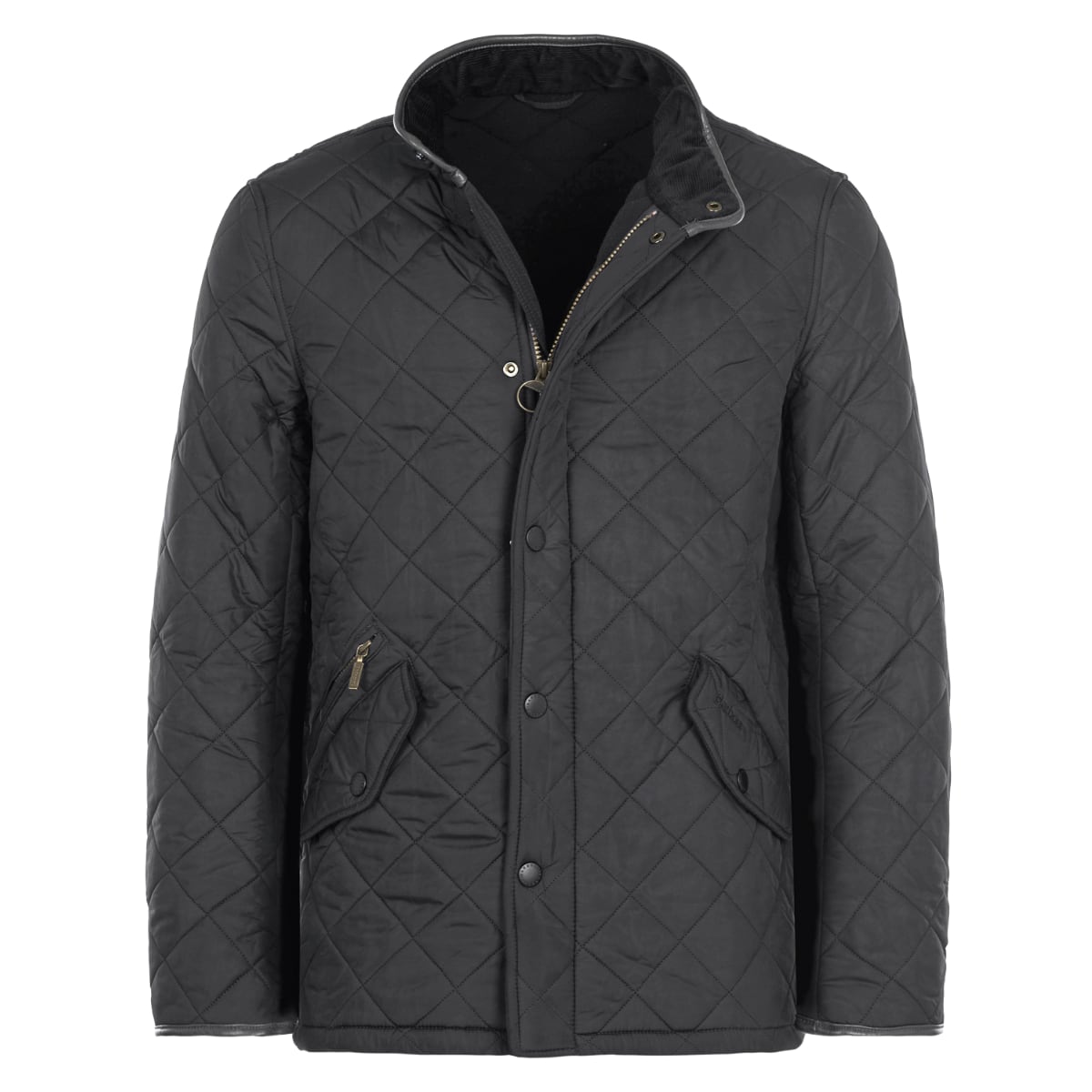 Front view of Barbour Powell Quilted Jacket in black