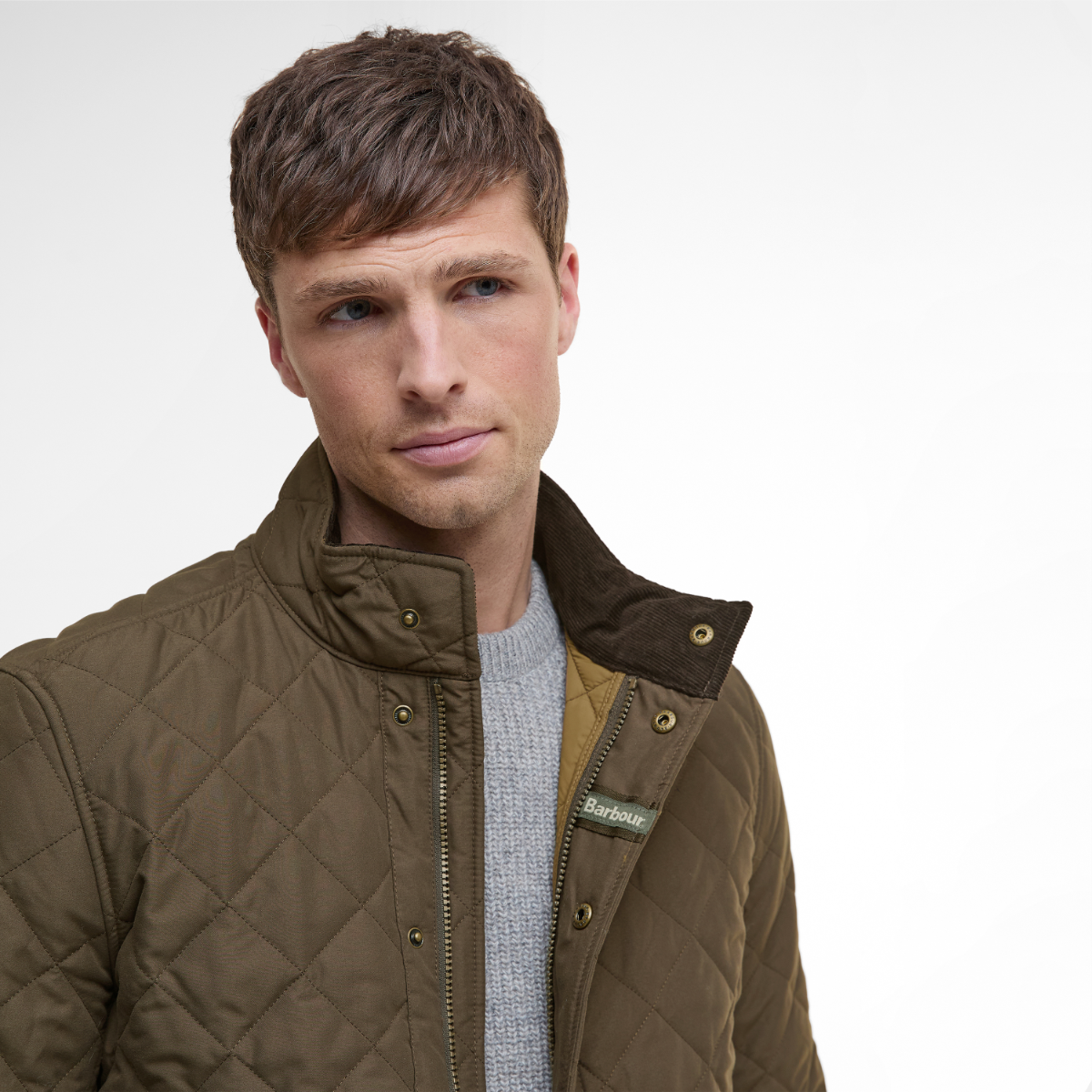 Close up of corduroy collar