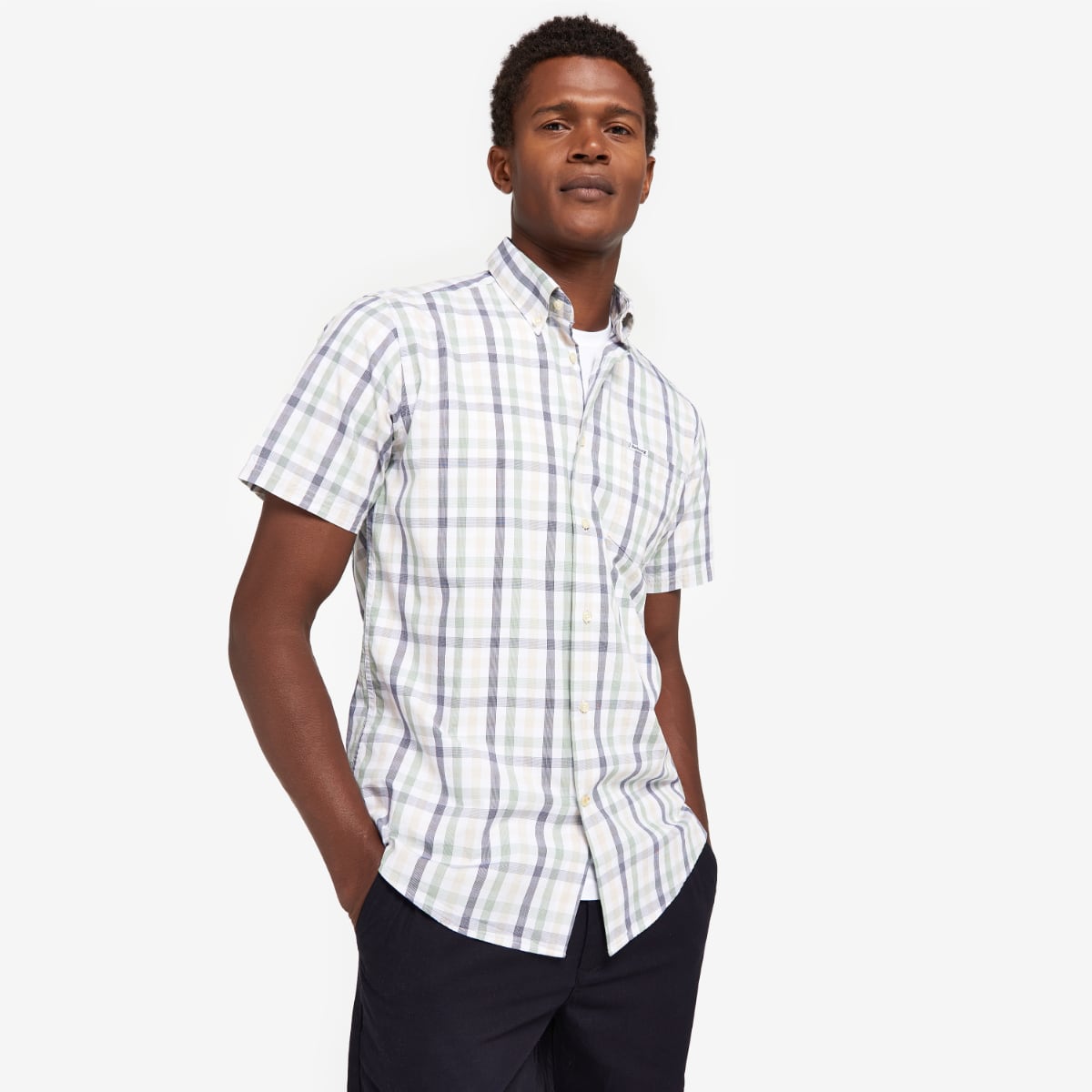 Barbour Longstone Short Sleeved Tailored Fit Men's Shirt | Stone