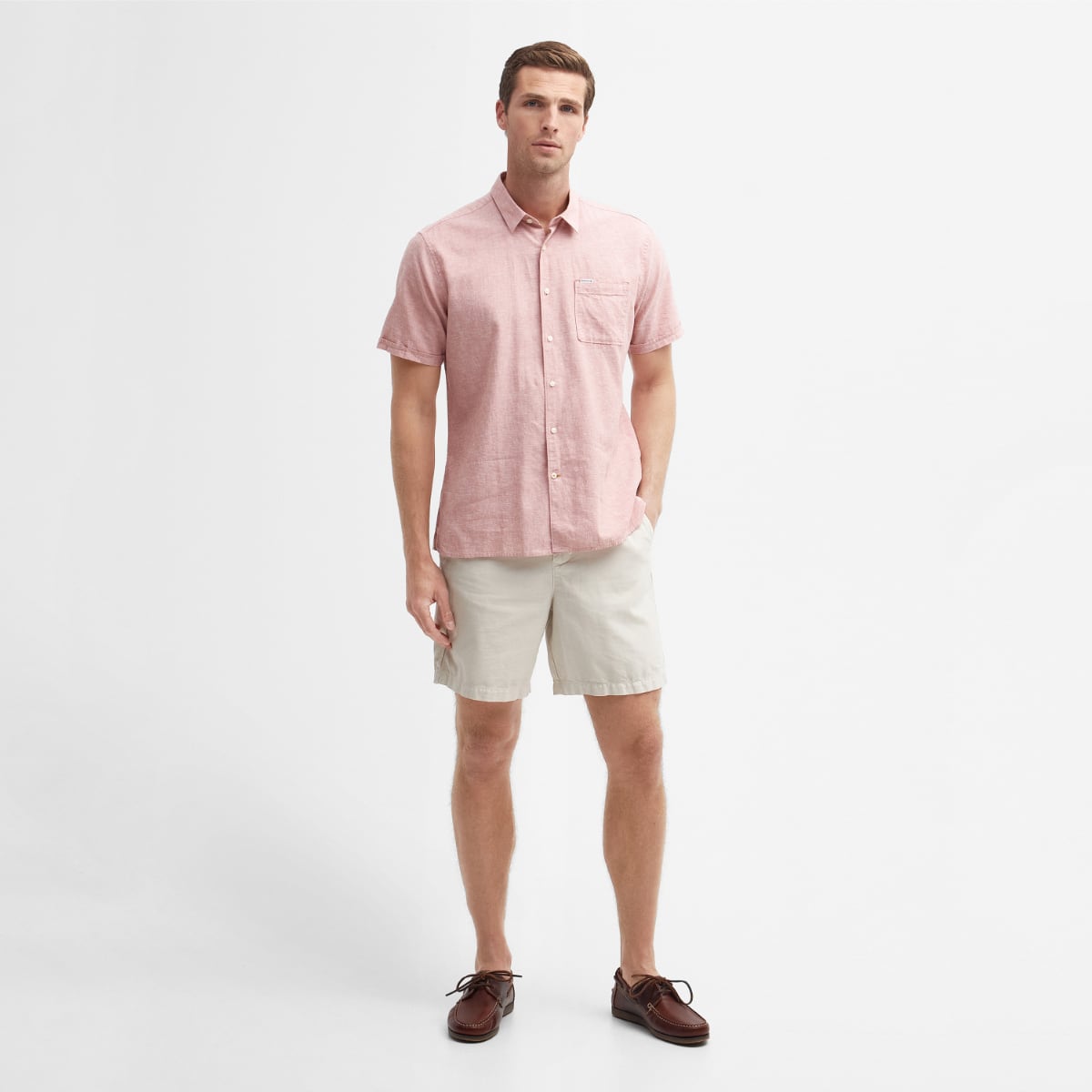 Barbour Nelson Short Sleeve Regular Fit Men's Shirt | Pink Clay