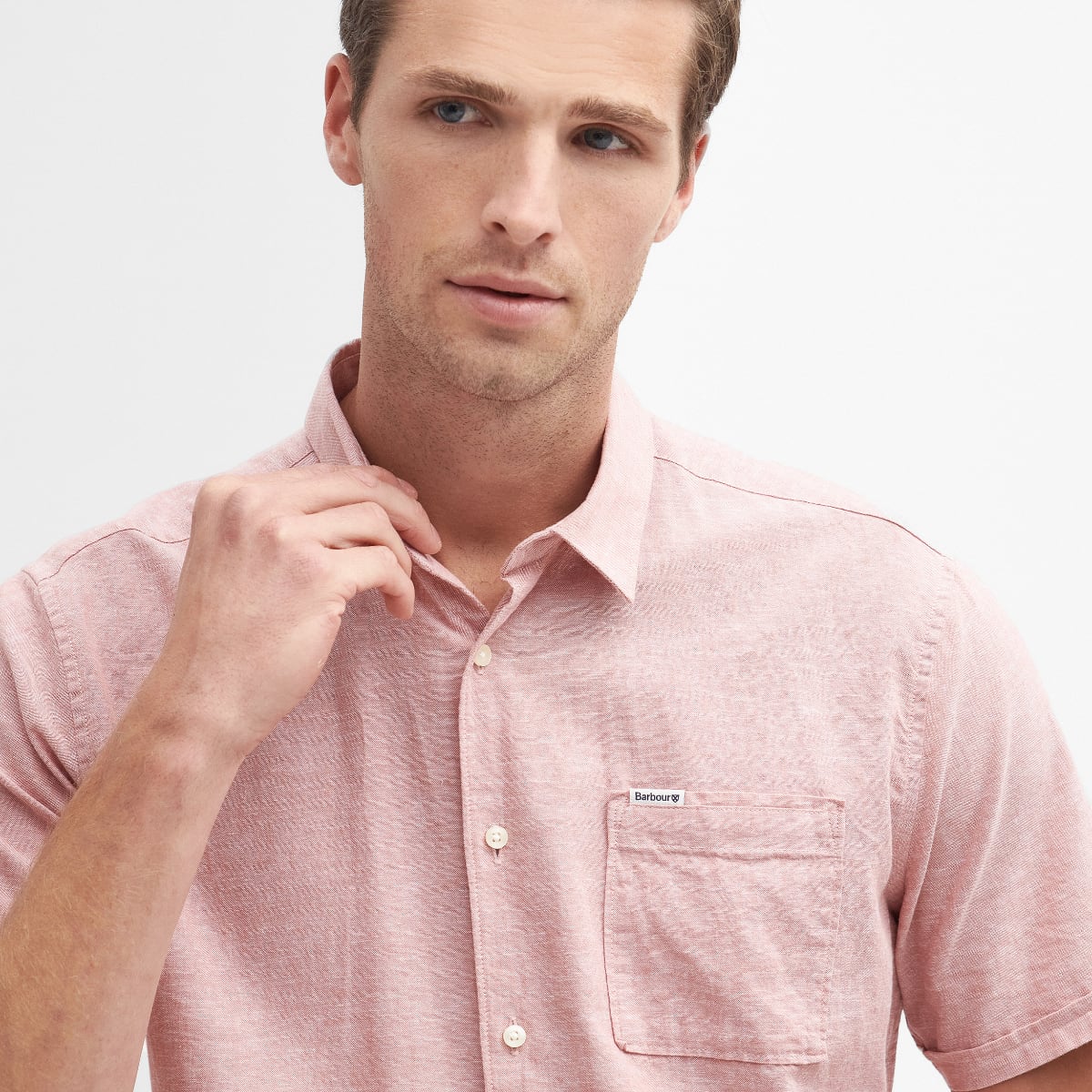 Barbour Nelson Short Sleeve Regular Fit Men's Shirt | Pink Clay