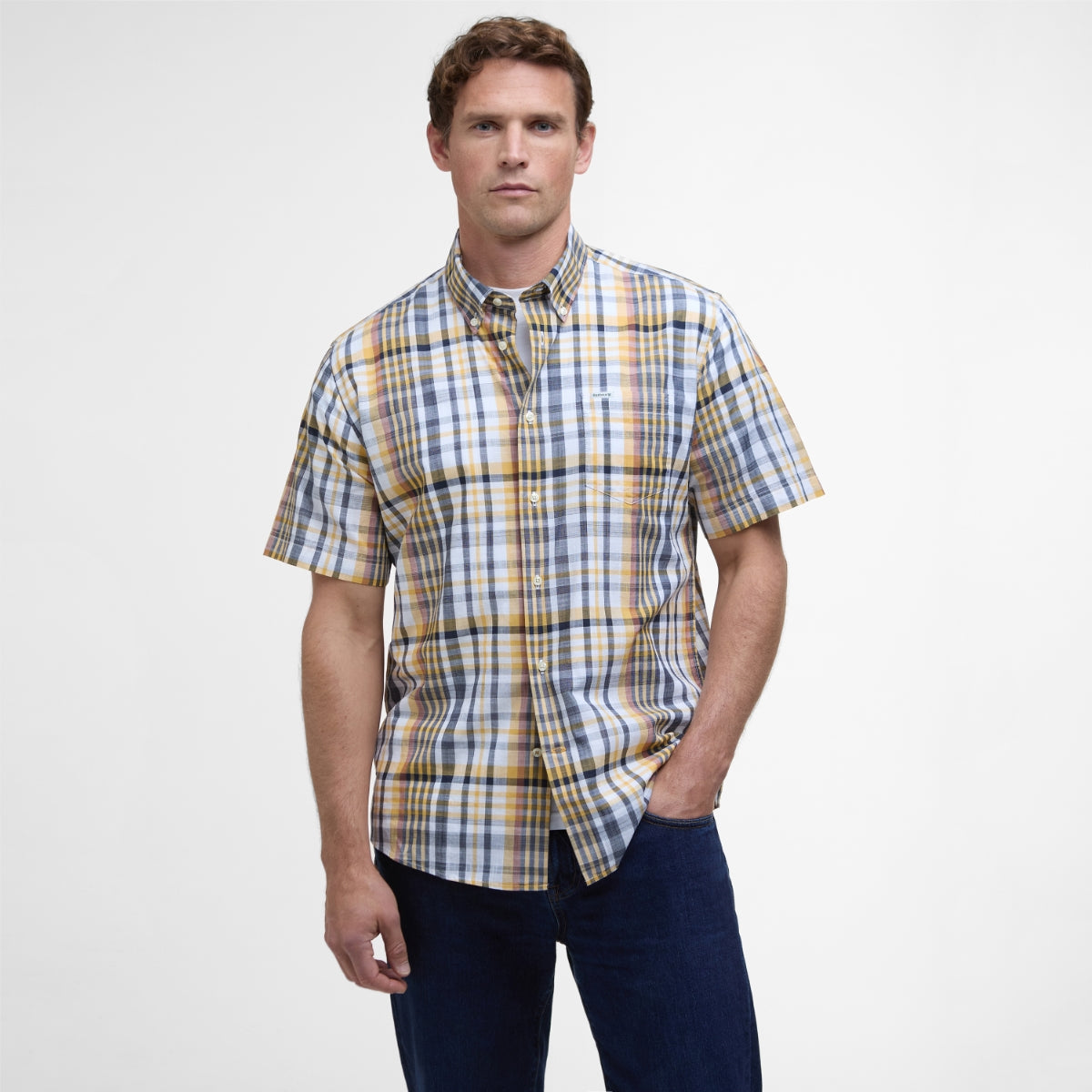 Barbour Hartley Short-Sleeved Regular Fit Men's Shirt | Ochre