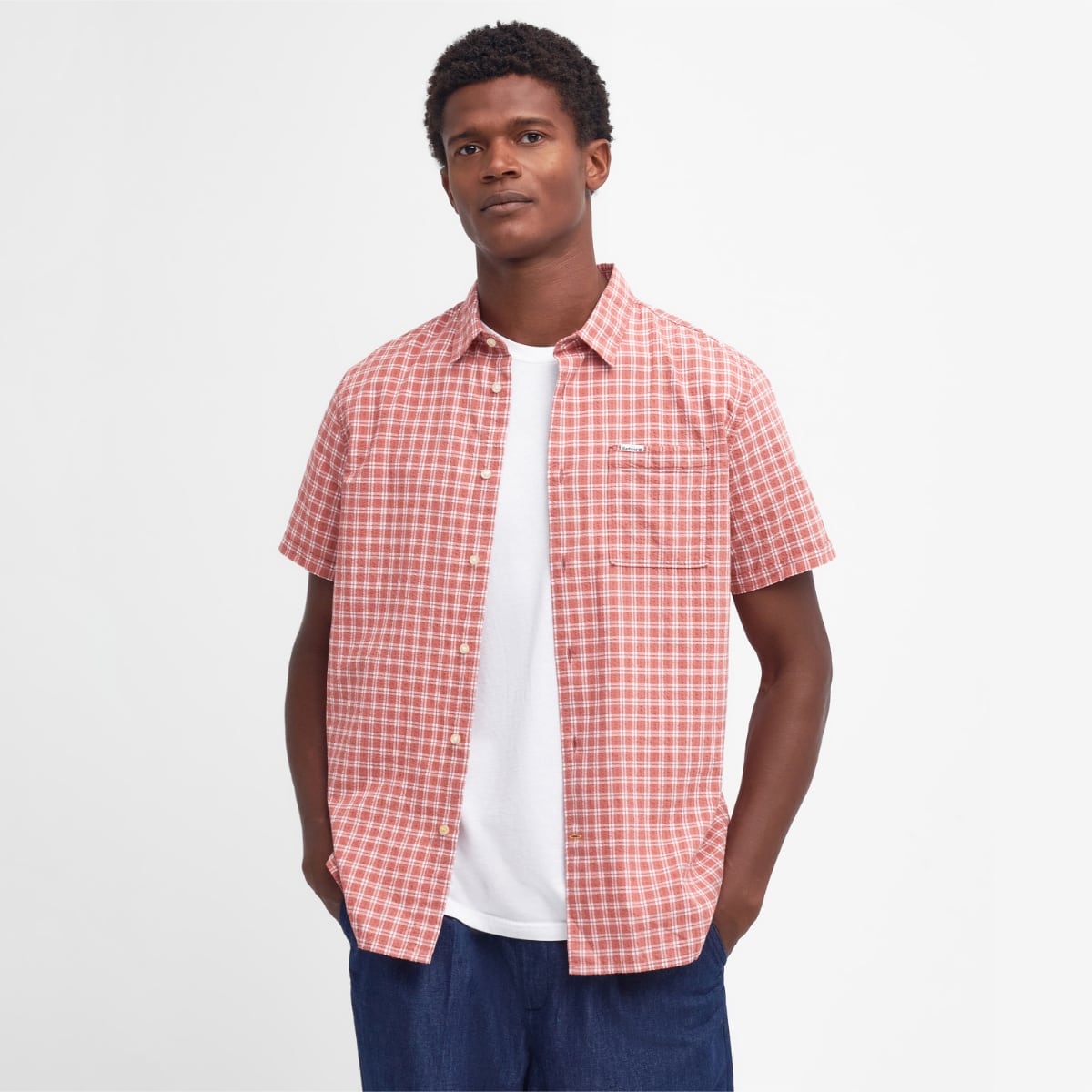 Barbour Tristan Short Sleeve Regular Fit Men's Shirt | Pink Clay