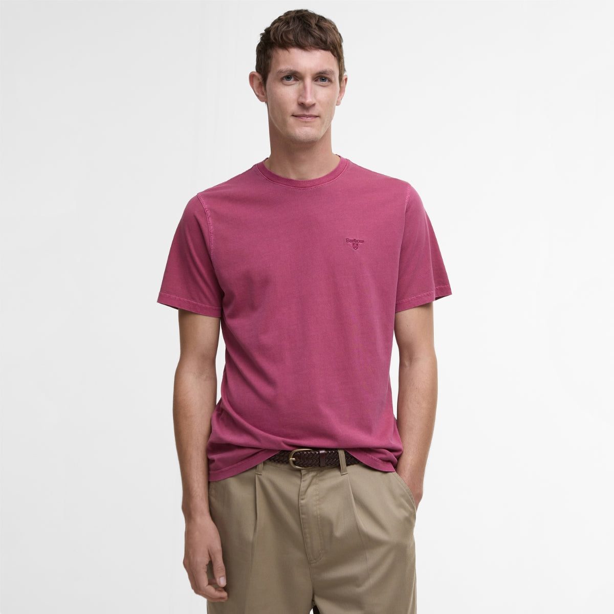 Barbour Men's Garment Dyed T-Shirt | Washed Raspberry