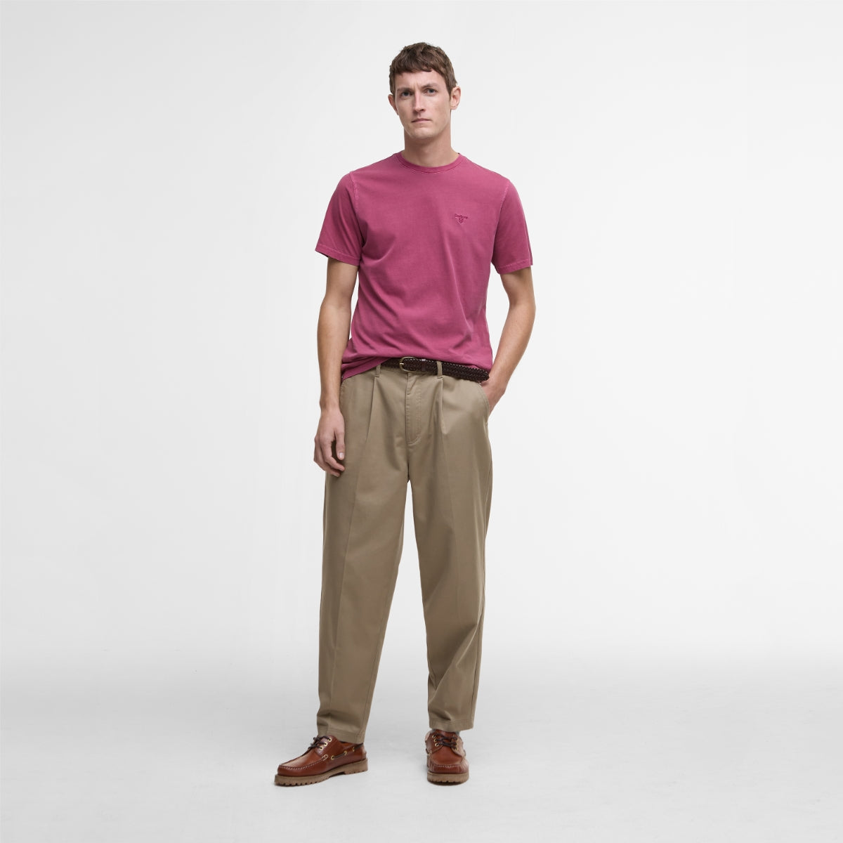 Barbour Men's Garment Dyed T-Shirt | Washed Raspberry