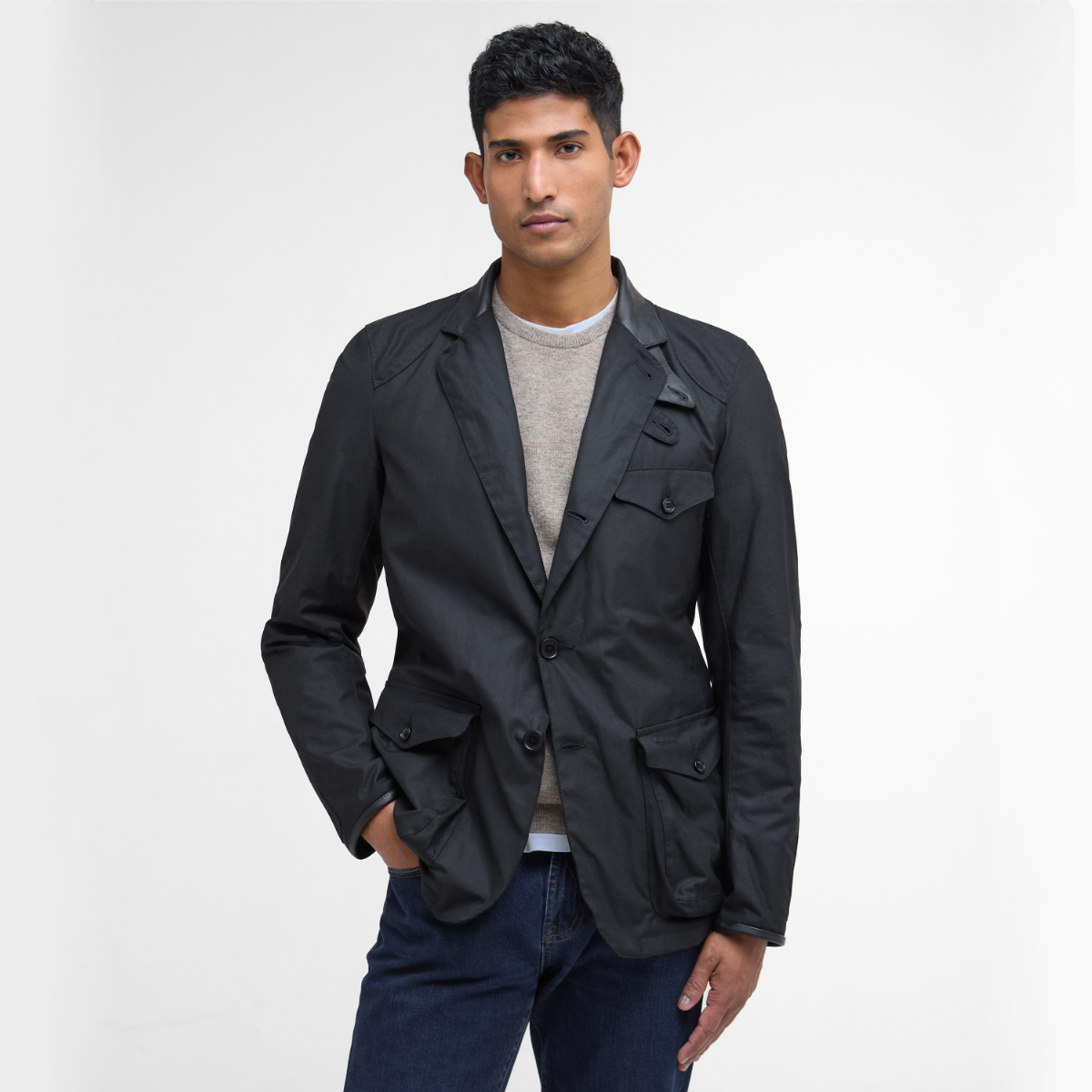 Buy the Barbour Beacon Sports Men's Waxed Jacket Black