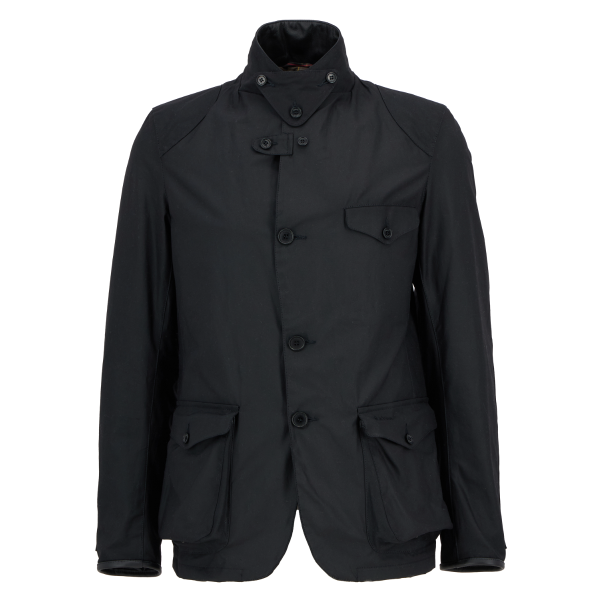 Barbour Beacon Sports wax jacket in black flat view