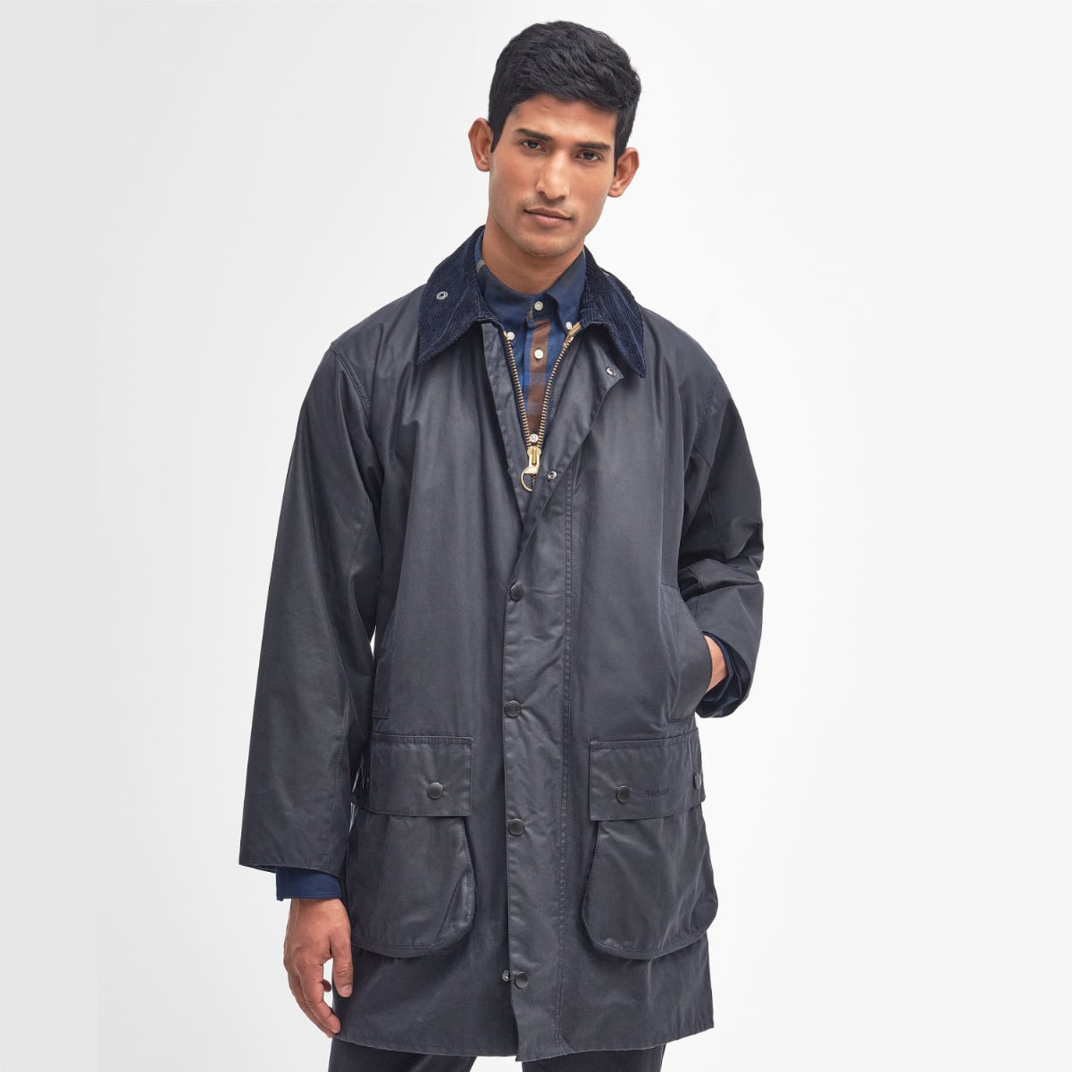 Barbour Border Wax Jacket Navy Allweathers UK