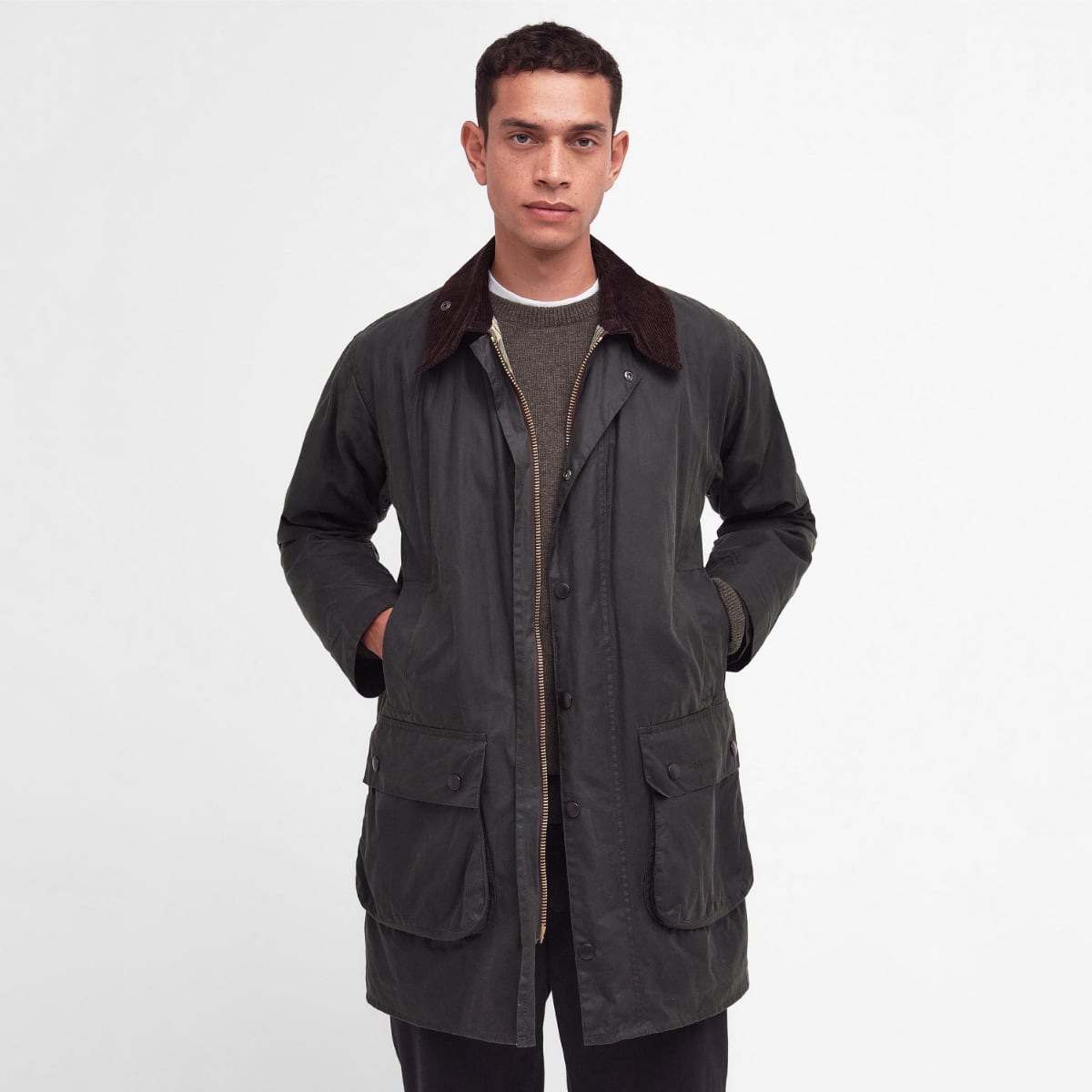 Barbour Border Men's Waxed Jacket | Sage