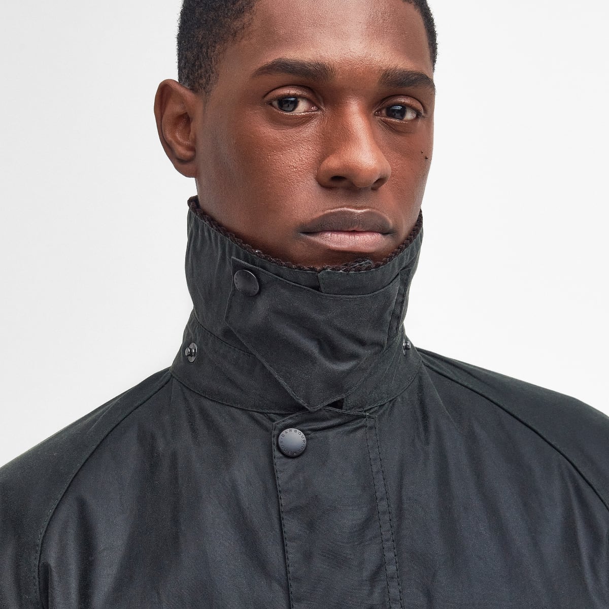 Close-up of Barbour storm collar