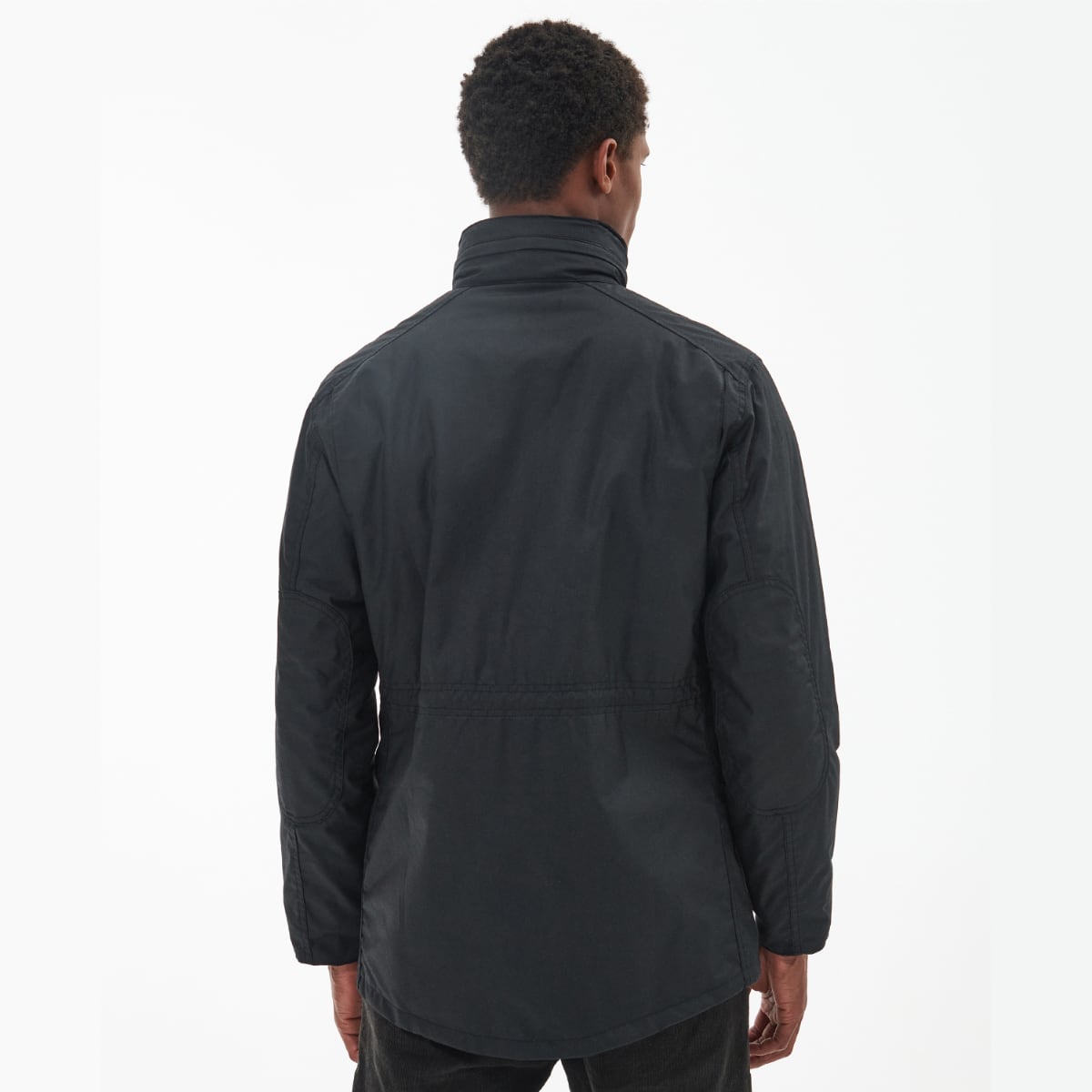 Back view of jacket showing regular fit and adjustable waist