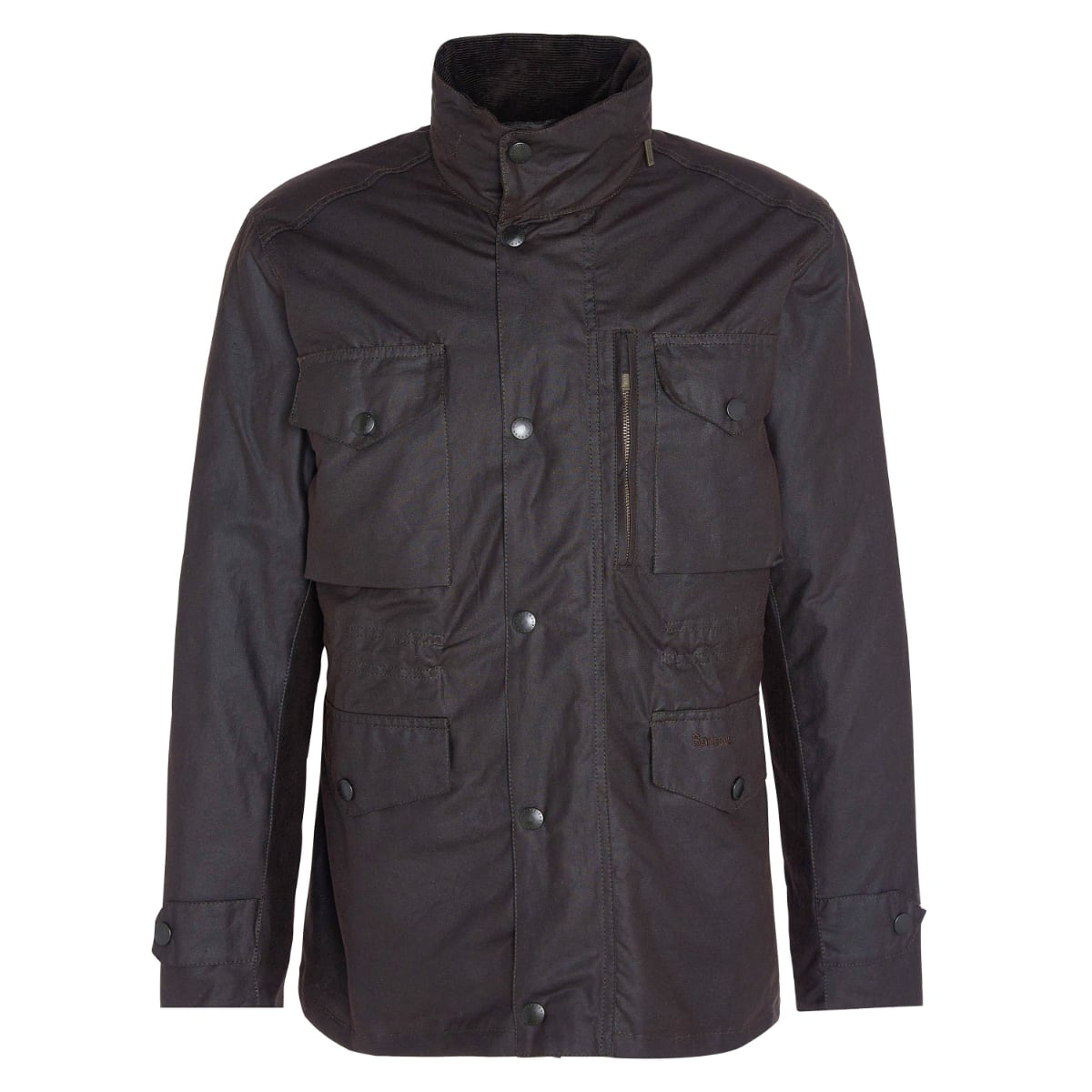 Barbour Sapper Jacket front view showing multiple pockets and wax finish