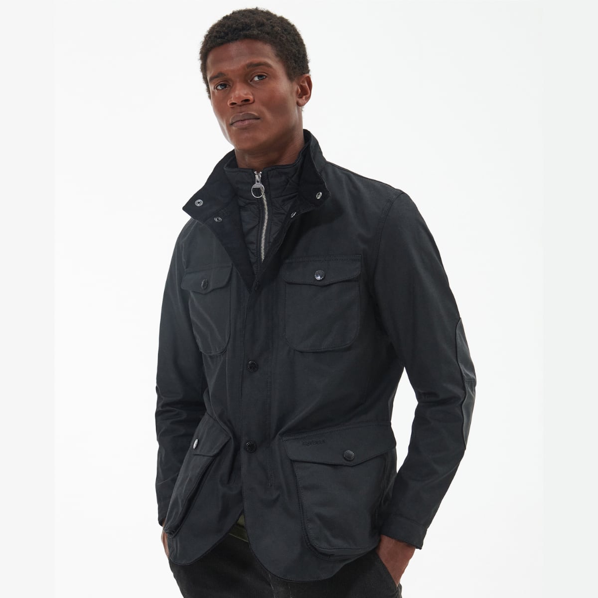 Barbour Ogston Men's Waxed Jacket | Black (Classic Tartan lining)