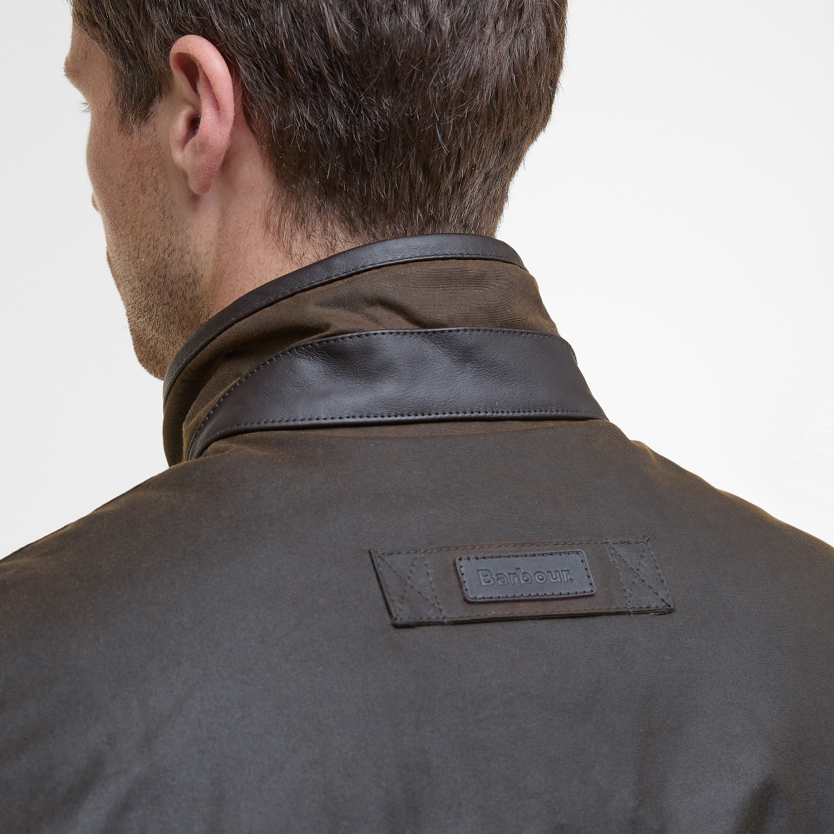Back view of Barbour Hereford jacket showing badge