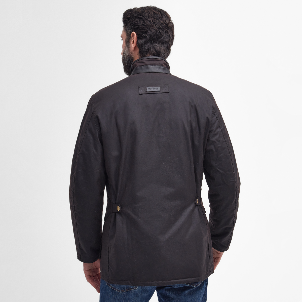 Back view of Barbour Hereford jacket outdoors