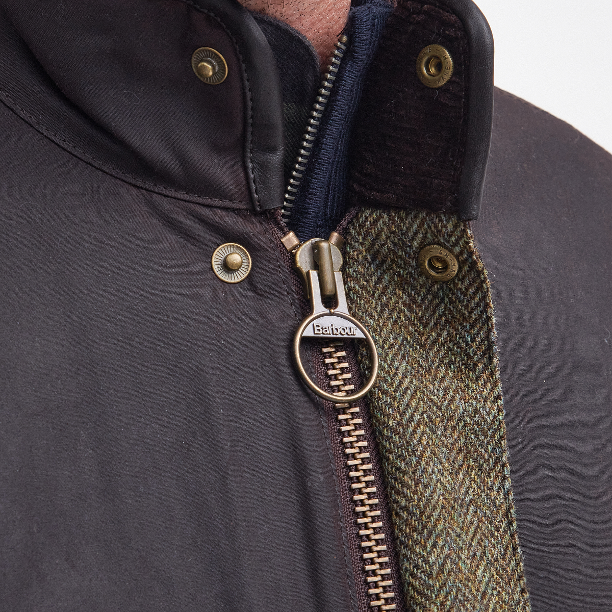 Barbour leather trim and wool trim