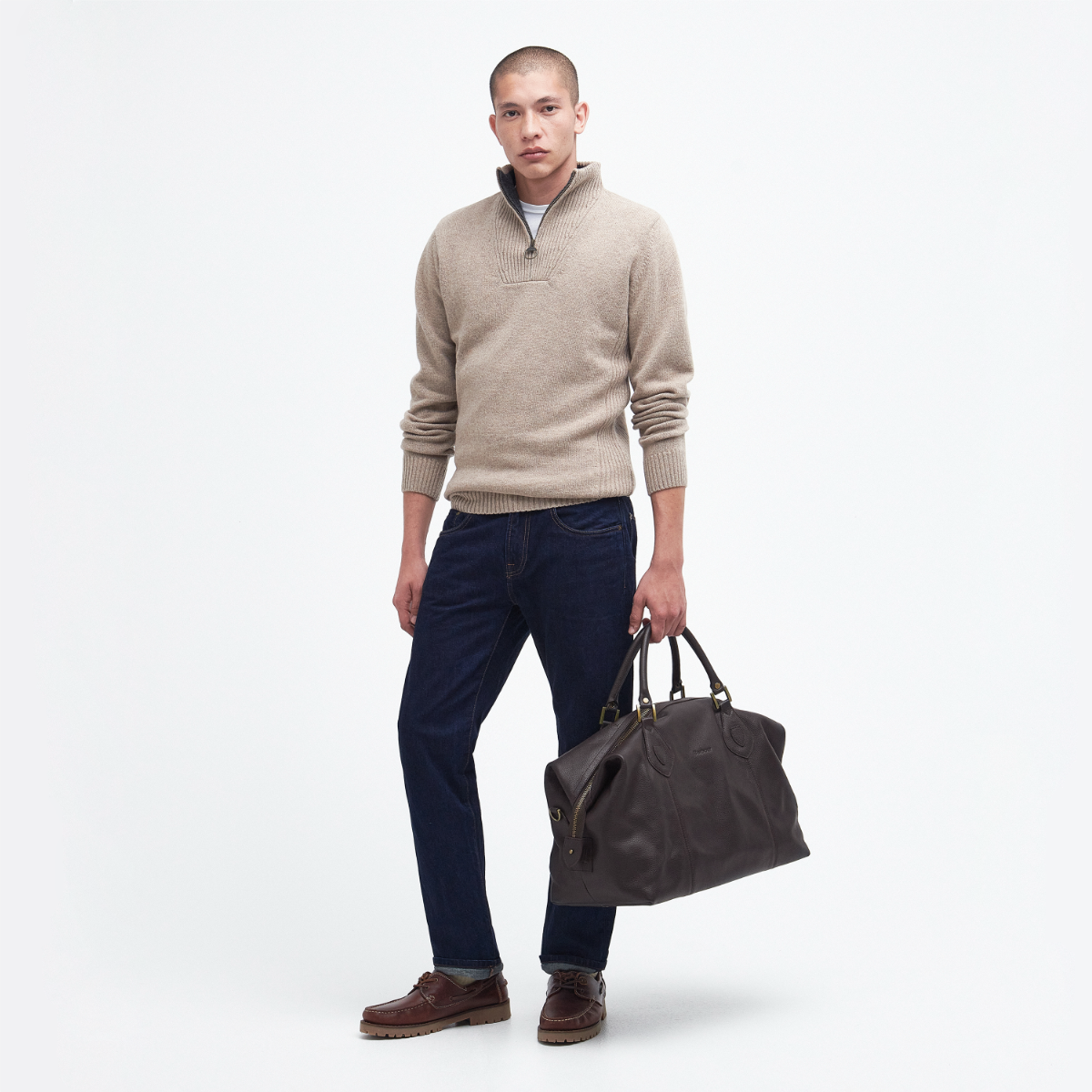 Barbour Leather Medium Travel Explorer Holdall | Chocolate