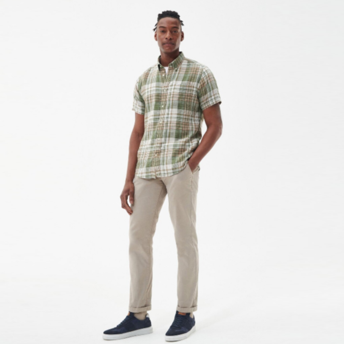 Barbour Ellerburn Short Sleeved Tailored Fit Men's Shirt | Burnt Olive