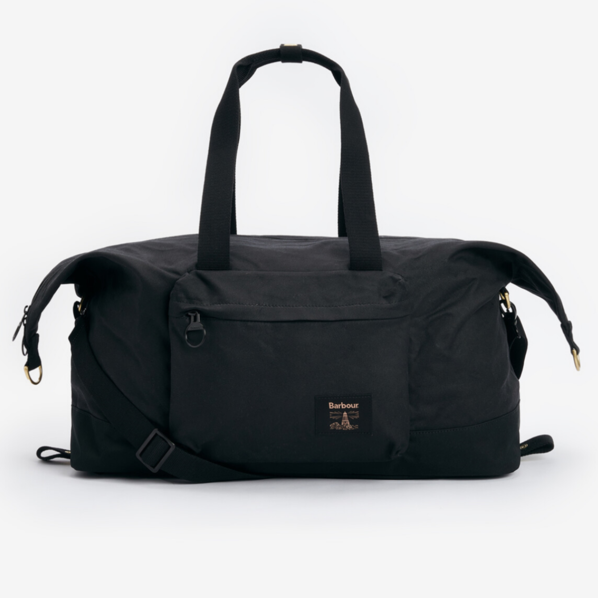 Barbour Field Wax Holdall in black – front angle with handles
