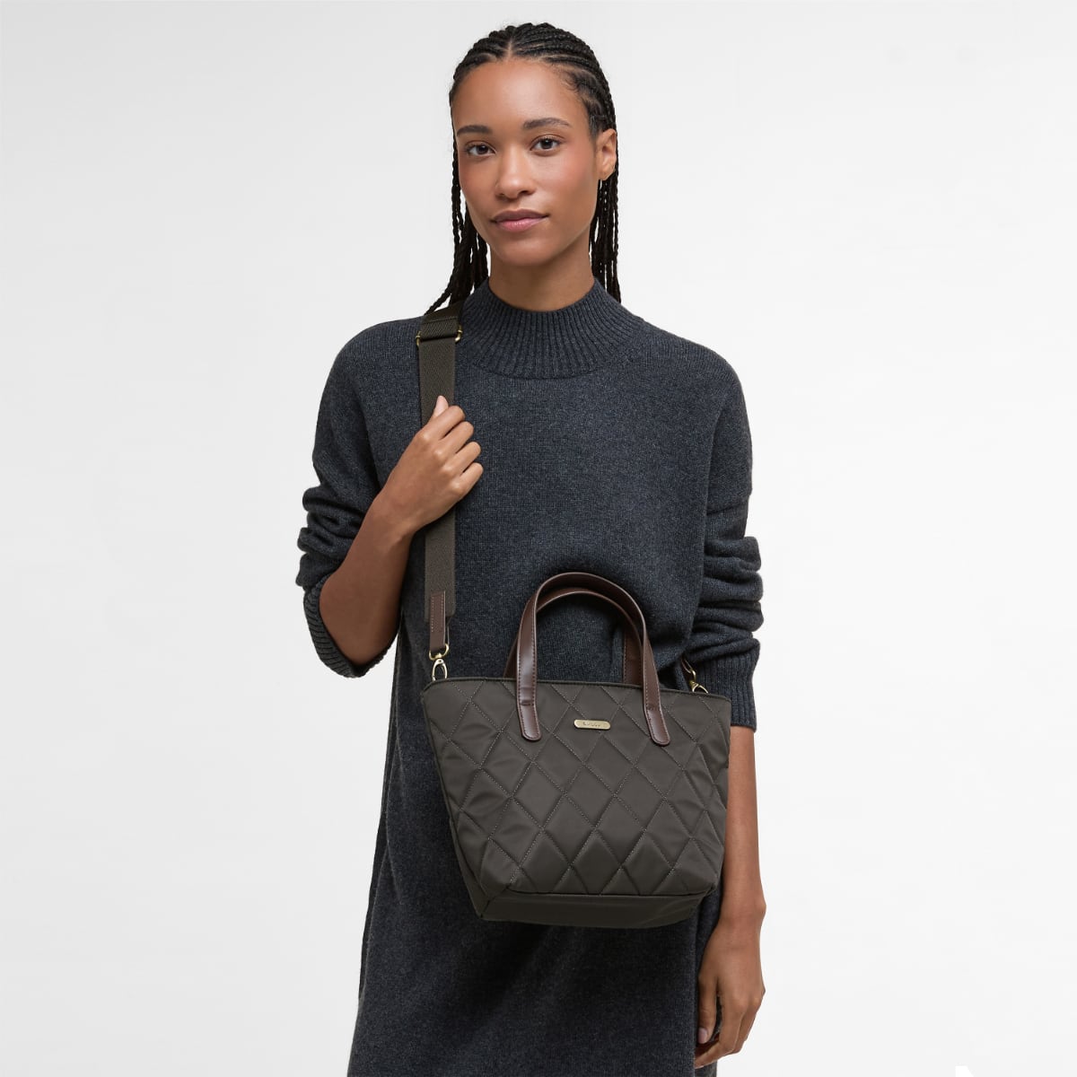 Barbour Quilted Mini Tote Bag | Olive