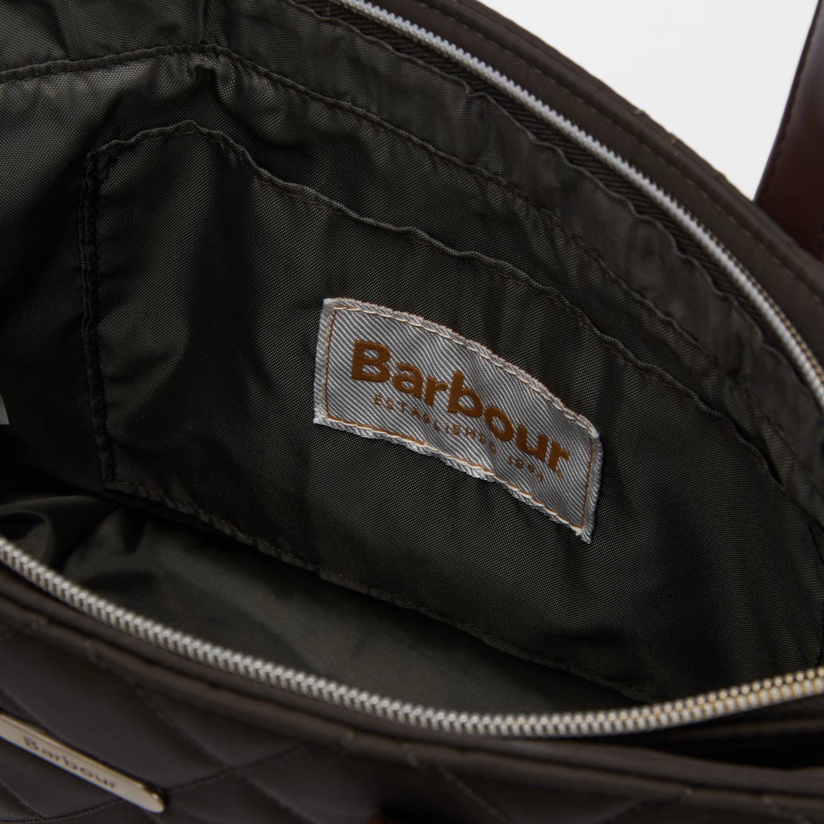 Barbour Quilted Mini Tote Bag | Olive