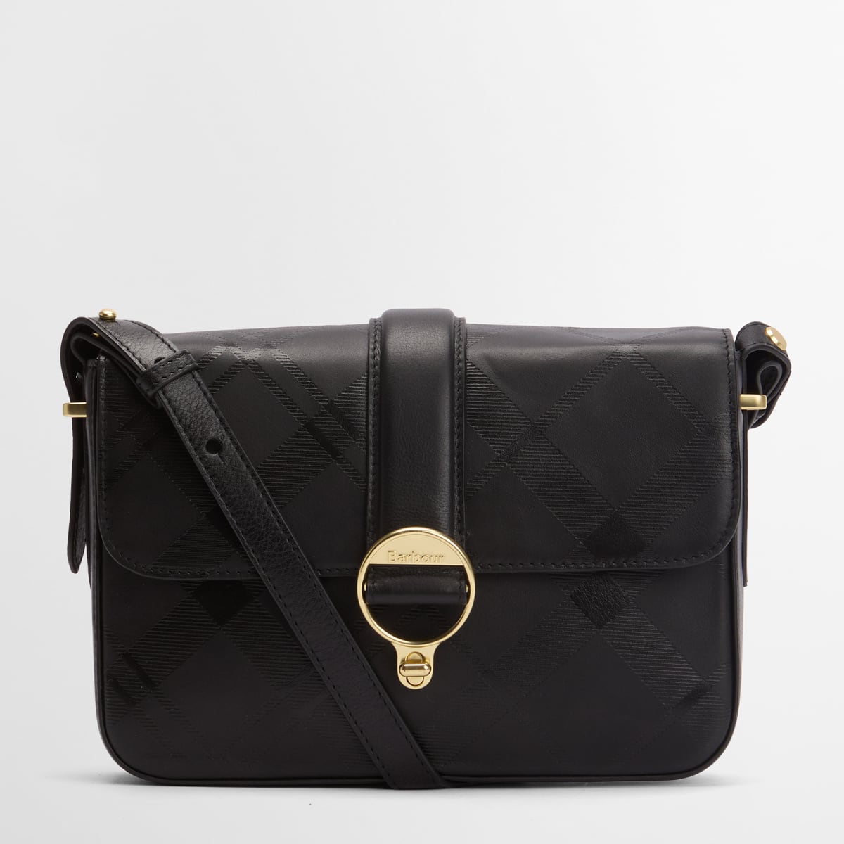 Barbour Rosa Leather DEBOSS Crossbody Bag | Black Deboss