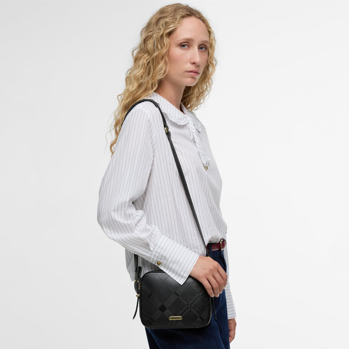 Barbour Daphne Leather DEBOSS Crossbody Bag | Black Deboss
