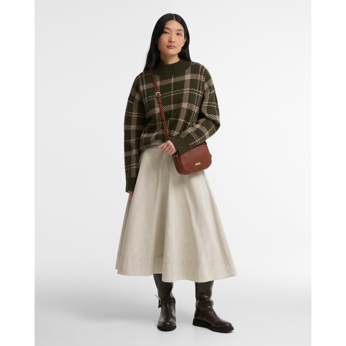 Barbour Daphne Mini Leather Crossbody Bag | Brown