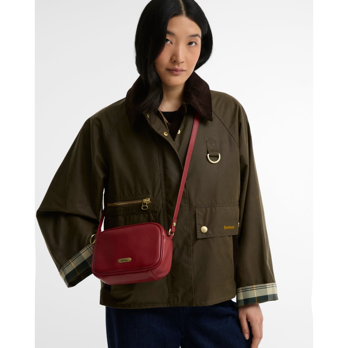 Barbour Daphne Mini Leather Crossbody Bag | Red
