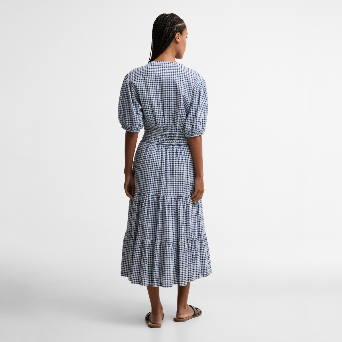 Barbour Ashwell Gingham Tiered Midi Women's Dress | Multi Gingham