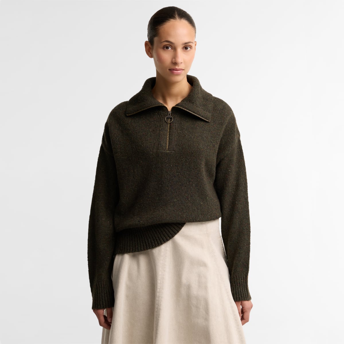 Barbour Lavensdale Half-Zip Women's Knit | Olive