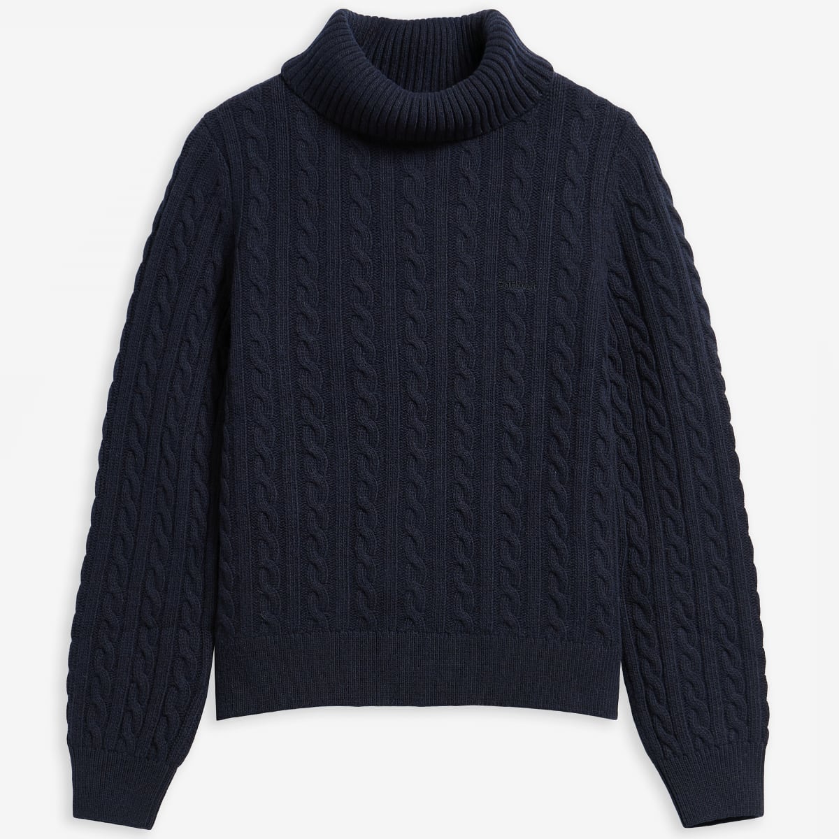 Barbour Ambleside Cable Knit Roll-Neck Jumper | Navy