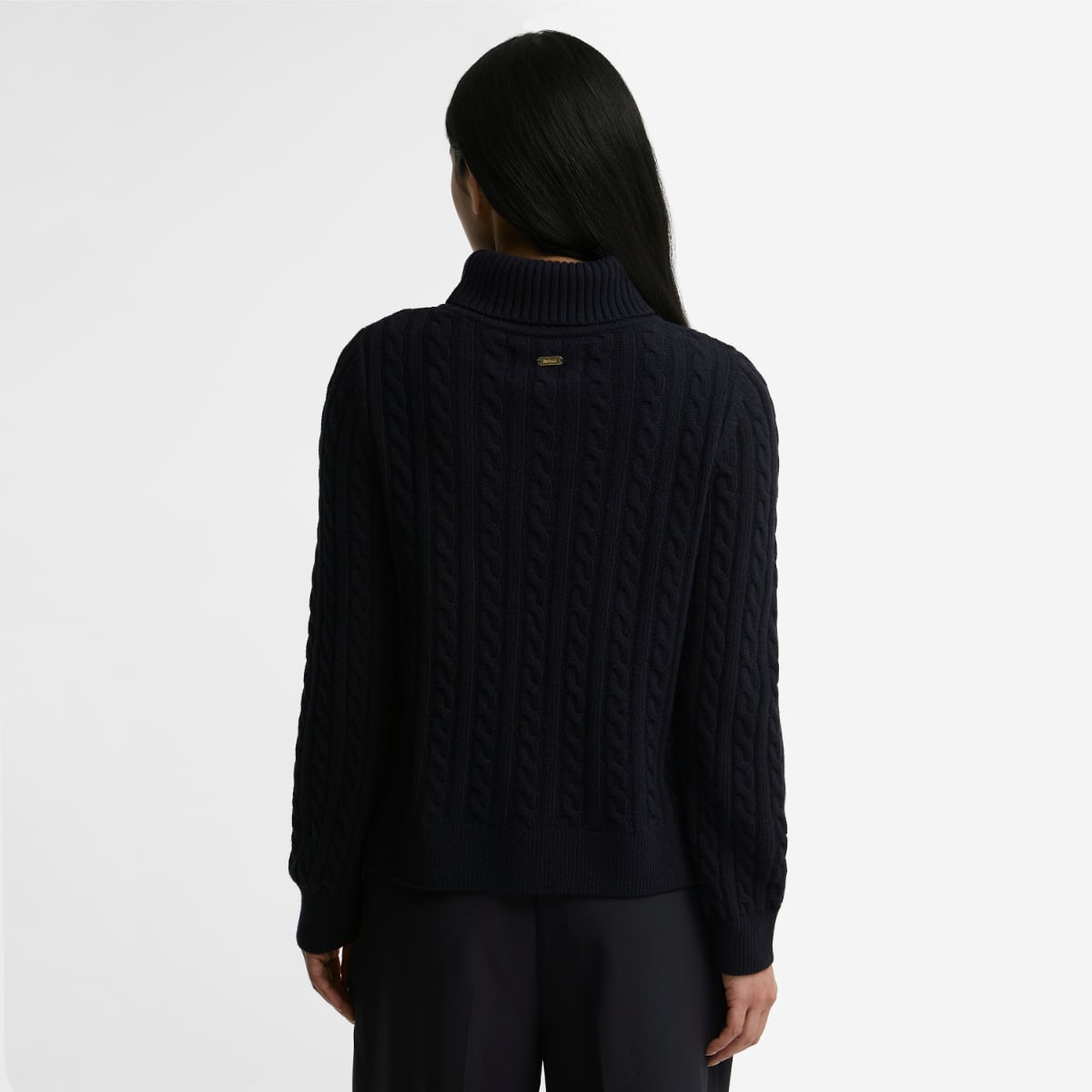 Barbour Ambleside Cable Knit Roll-Neck Jumper | Navy