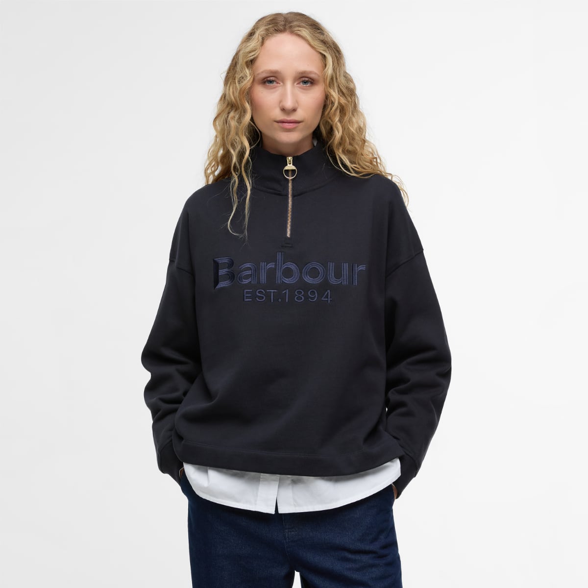 Barbour Sara Half Zip Women's Sweatshirt | Dark Navy