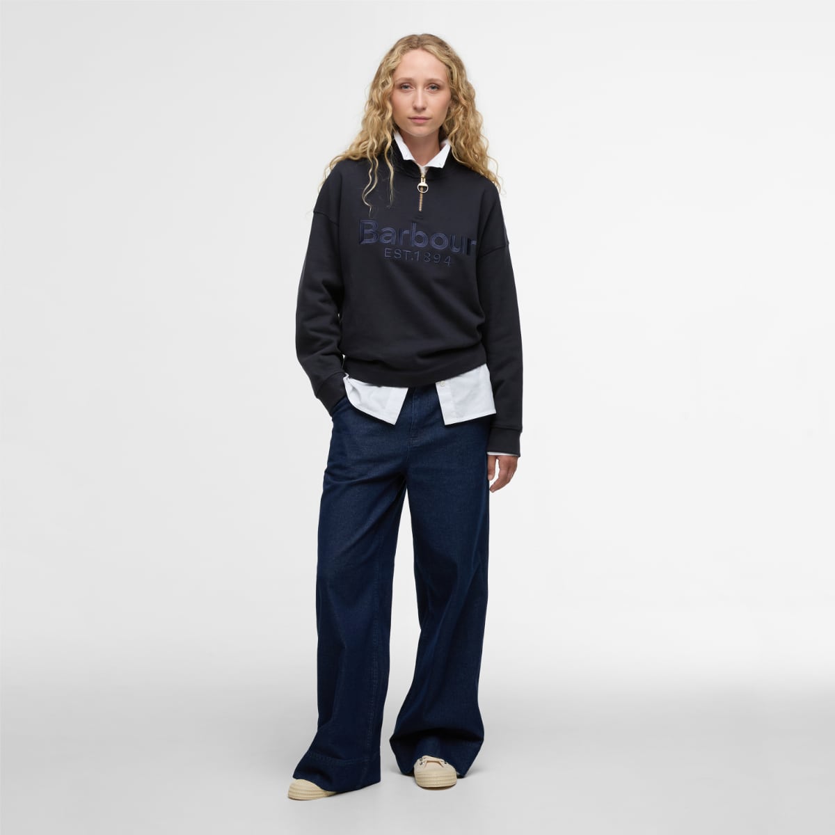 Barbour Sara Half Zip Women's Sweatshirt | Dark Navy