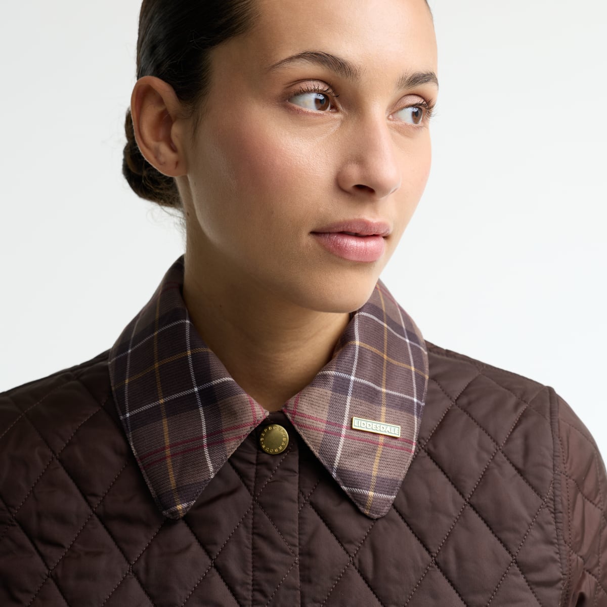 Barbour Icons Tartan Collar Cropped Liddesdale Women's Quilted Jacket | Rustic