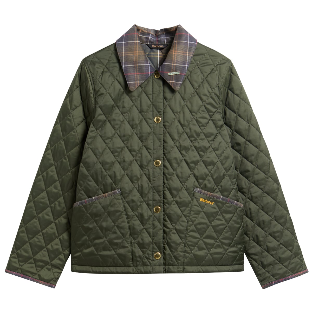 Barbour Icons Tartan Collar Cropped Liddesdale Women's Quilted Jacket | Olive
