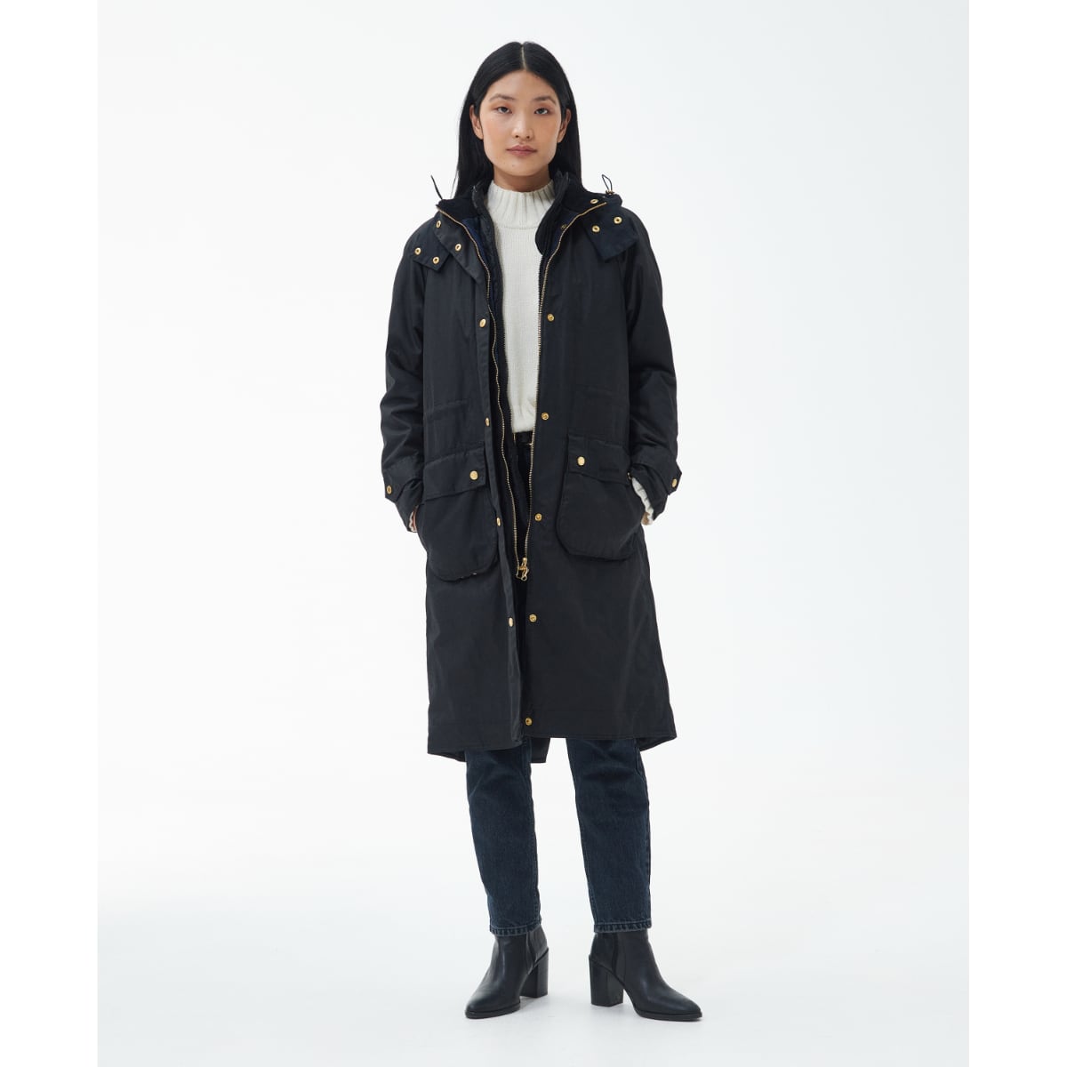 Barbour LONG Cannich Women's Waxed Jacket | Black