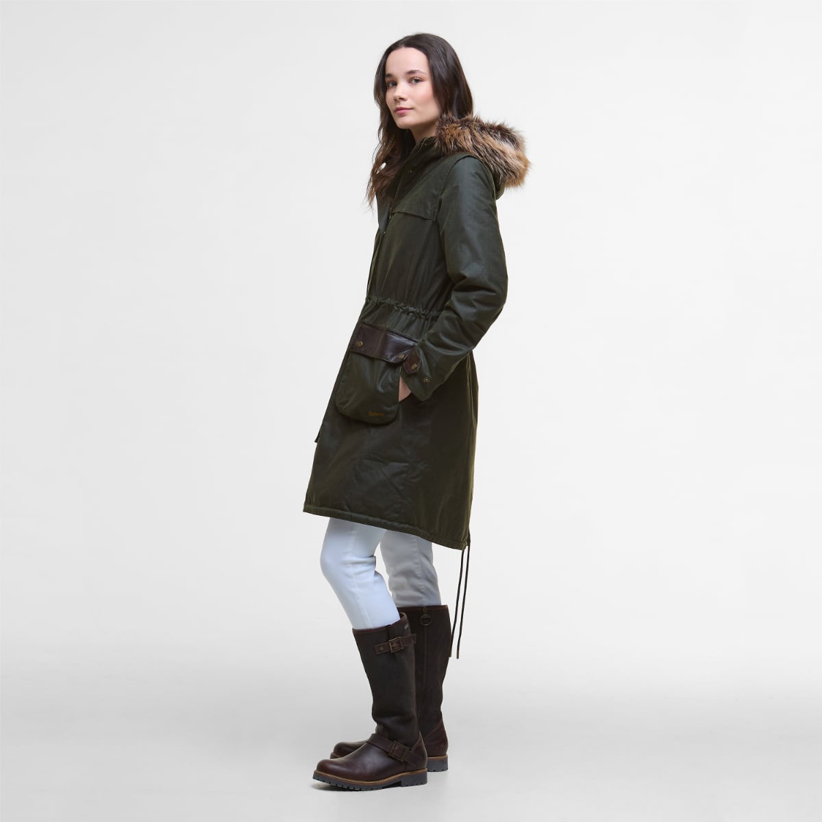 Barbour Durham City Women's Waxed Parka | Fern
