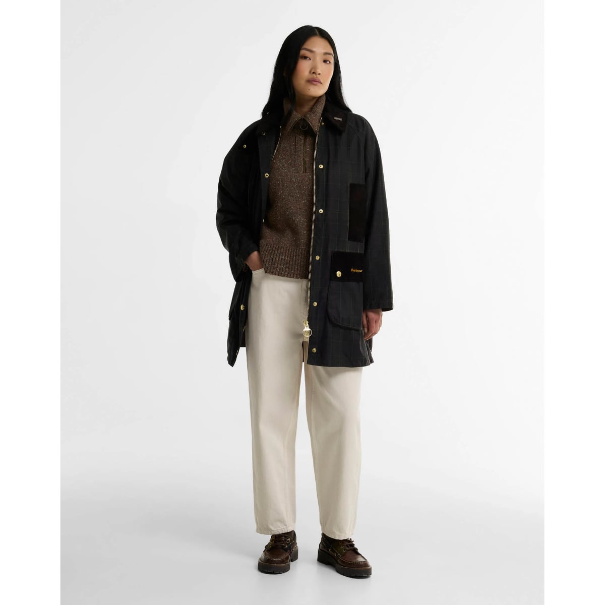 Barbour Reimagined Icons Tartan Modern Beaufort Waxed Women's Jacket | Classic/Olive